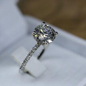 3.00 Carat Round Brilliant Lab-Grown Diamond Ring in 14K White Gold